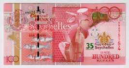 Seychelles 100 Rupees 2013 35th Anniversary Central Bank of Seychelles
P# 47, N# 207760; # AN075154; UNC