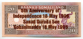 Somaliland 20 Shillings 1996 Bronze Commerative Issue
P# 10, # AC427409; UNC