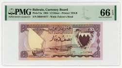 Bahrain 1/2 Dinar 1964 PMG 66
P# 3a, N# 217018; #RB644877