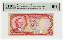 Jordan 5 Dinars 1975 - 1992 (ND) PMG 66
P# 19d, N# 214721; # MB862480