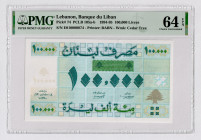 Lebanon 100000 Livres 1994 - 1995 PMG 64 EPQ
P# 105, # E010000874; UNC