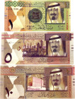 Saudi Arabia Lot of 7 Bankotes 2007 - 2012
Colored Gold Foil Plated Banknotes; 1 - 5 - 10 - 10 - 50 - 100 - 500 Dollars; UNC