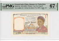 French Indochina 1 Piastre 1949 PMG 67 Fancy Number
P# 54e, N# 292244; # X.9999 173
