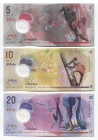 Maldives 5 - 10 - 20 Rufiyaa 2015
P# 26A, 26, 27, N# 202014, N# 202599, N# 202605; Polymer; UNC