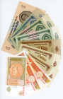 Mongolia Lot of 10 Banknotes 1955 - 2008
P# 14, 43, 44, 52, 53, 61B, 5 x 1 - 2 x 3 - 3 x 5 Tugrik; VF-UNC