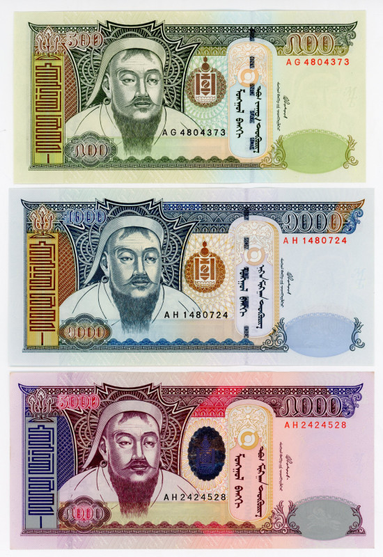 Mongolia 500 - 1000 - 5000 Tugrik 2003
P# 67 - 69, AUNC-UNC