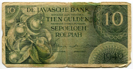 Netherlands East Indies 10 Gulden 1946
P# 89, N# 240369; # FGQ 073251; VG
