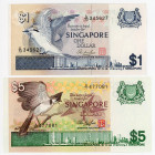 Singapore 1 & 5 Dollars 1976 (ND)
P# 9, 10, N# 205587, N# 202932; UNC