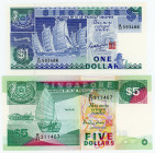 Singapore 1 & 5 Dollars 1987 (ND)
P# 18, 19, N# 202934, N# 202926; UNC