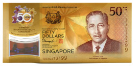 Singapore 50 Dollars 2017
P# 62, N# 228307; # 50AD373499; 50 Years of Singapore-Brunei Currency Interchangeability Agreement; UNC