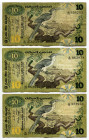 Sri Lanka 3 x 10 Rupees 1979
P# 85, N# 210440; # H/25 377958, H/20 862878, H/23 356253; VF