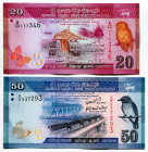Sri Lanka 20 - 50 Rupees 2010
P# 123, 124, # W/64 111346, V/8 637293; UNC