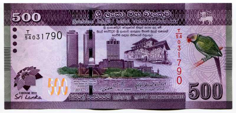 Sri Lanka 500 Rupees 2013
P# 129, N# 202538; # T54-031790; Commonwealth Heads o...