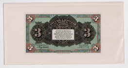 China Russo - Asiatic Bank Harbin 3 Roubles 1917 (ND) Front Specimen
P# S475, N# 217425; UNC