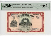 Hong Kong Chartered Bank 10 Dollars 1962 -1970 (ND) PMG 64
P# 70c, N# 202535; # V/G 1047458; UNC