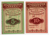 Russia - Ukraine Simpheropol Krympoligraftrest 5 & 10 Roubles 1922
Ryab. 17944, 17945, UNC-