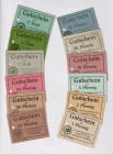 Germany - Empire Strassburg Lot of 12 Banknotes 1916 (ND) POW Lager Notes
P# NL, 1 - 2 - 5 - 10 - 20 - 25 - 2 x 30 - 50 Pfennig 1 - 2 - 3 Mark; XF-UN...