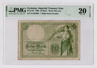 Germany - Empire 10 Mark 1906 PMG 20
P# 9b, N# 202201; # N1584809; VF