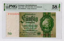 Germany - Third Reich 50 Reichsmark 1945 (ND) PMG 58 EPQ
P# 182b, N# 203641; # F02528547; AUNC