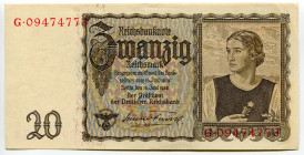 Germany - Third Reich 20 Reichsmark 1939
P# 185, N# 202009; # G 09474773; XF+