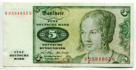 Germany - FRG 5 Deutsche Mark 1970
P# 30a, N# 207879; # B2584055G; VF