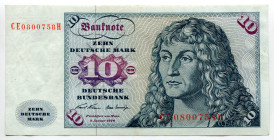 Germany - FRG 10 Deutsche Mark 1970
P# 31a, N# 204797; # CE0800758H; XF