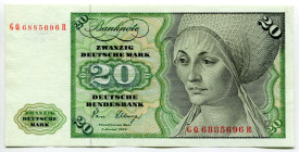 Germany - FRG 20 Deutsche Mark 1980
P# 32b, N# 208988; # CQ6885696R; XF