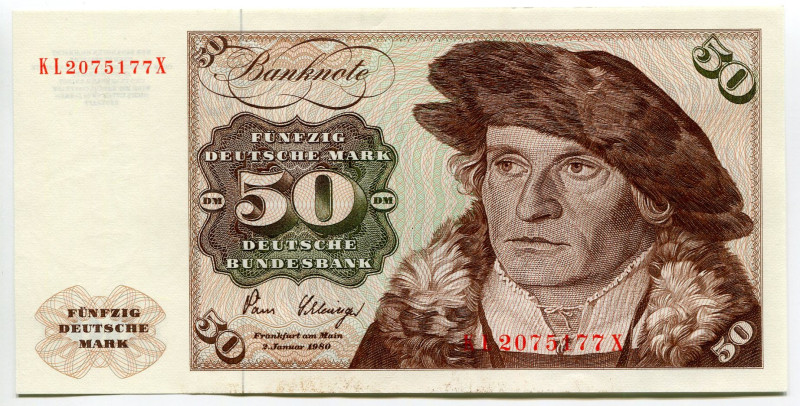 Germany - FRG 50 Deutsche Mark 1980
P# 33c, N# 203583; # KI2075177X; XF