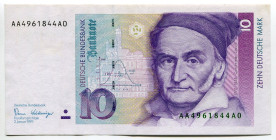 Germany - FRG 10 Deutsche Mark 1989
P# 38a, N# 203955; # AA4961844A0; AUNC