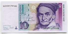 Germany - FRG 10 Deutsche Mark 1993
P# 38c, N# 203955; # DU5591791A6; XF+