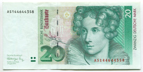 Germany - FRG 20 Deutsche Mark 1991
P# 39a, N# 203838; # AS1446443S8; AUNC