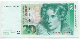 Germany - FRG 20 Deutsche Mark 1993 Replacemnet
P# 39b, N# 203838; # ZA1461325A0; XF+