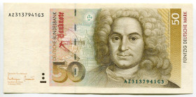 Germany - FRG 50 Deutsche Mark 1993
P# 40b, N# 206564; # AZ3137941G3; XF+