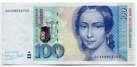 Germany - FRG 100 Deutsche Mark 1996
P# 46, N# 204837; # GG4080267G5; XF+