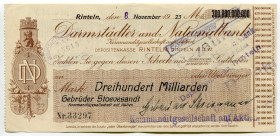 Germany - Weimar Republic Lower Saxony Rinteln 300 Milliarden Mark 1923
Keller 4583 t, # 33297; XF
