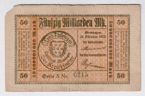 Germany - Weimar Republic Meiningen 50 Billions Mark 1923
P# NL, # 6215; F-VF