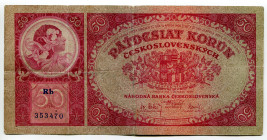 Czechoslovakia 50 Korun 1929
P# 22a, N# 285771; # Rb 353470; F-VF