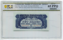 Czechoslovakia 5 Korun 1944 Specimen PCGS 65
P# 46s, N# 227063; # X0844576; Perforated Specimen