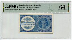 Czechoslovakia 1 Koruna 1946 (ND) PMG 64
P# 58a, N# 227065