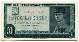 Czechoslovakia 50 Korun 1948
P# 66a, N# 224951; # A30-102103; XF-AUNC