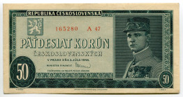 Czechoslovakia 50 Korun 1948
P# 66a, N# 224951; # A47 165280; XF