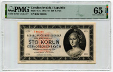 Czechoslovakia 100 Korun 1945 PMG 65 
P# 67a, N# 207320; # B36 299005