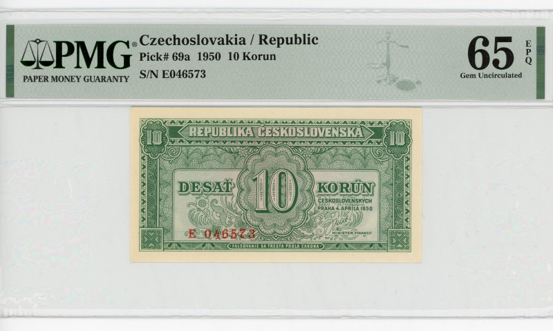 Czechoslovakia 10 Korun 1950 PMG 65
P# 69a, N# 227064; # E046573