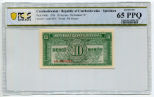 Czechoslovakia 10 Korun 1950 Specimen PCGS 65
P# 69s, N# 227064; Perforated "S"