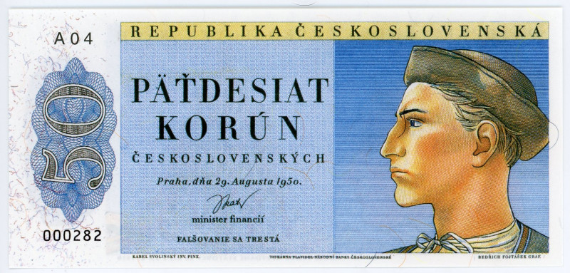 Czechoslovakia 50 Korun 1950
# A04 00282; Print Podle Vzoru Nevydané Státovky 5...