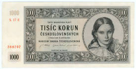 Czechoslovakia 1000 Korun 1945
P# 74a, N# 207311; # S. 17E 369797; XF+