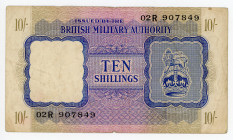 Great Britain 10 Shillings 1943
P #M5, N# 231835; # 02R 907849; British Military Authority; VF