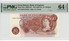 Great Britain 10 Shillings 1966 - 1970 (ND) PMG 64
P# 373c, N# 203302; # C68N 076453; Elizabeth II, Bank of England