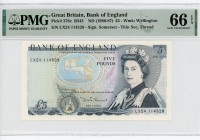 Great Britain 5 Pounds 1980 - 1987 (ND) PMG 66
P# 378c, N# 202802; # LX24 114528; Elizabeth II, Bank of England