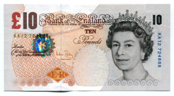 Great Britain 10 Pounds 2004 - 2011 (ND) Fancy Number
P#389c, N# 202179; # KA12 724888; Elizabeth II; AUNC
